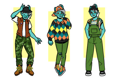 Outfit explorations for Tizy Dar'ak